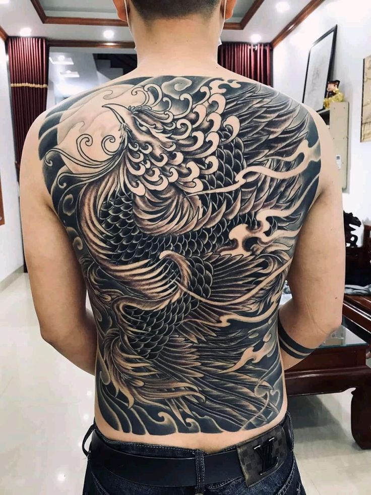 Tattoo Phượng Hoàng Đen Trắng Đẳng Cấp